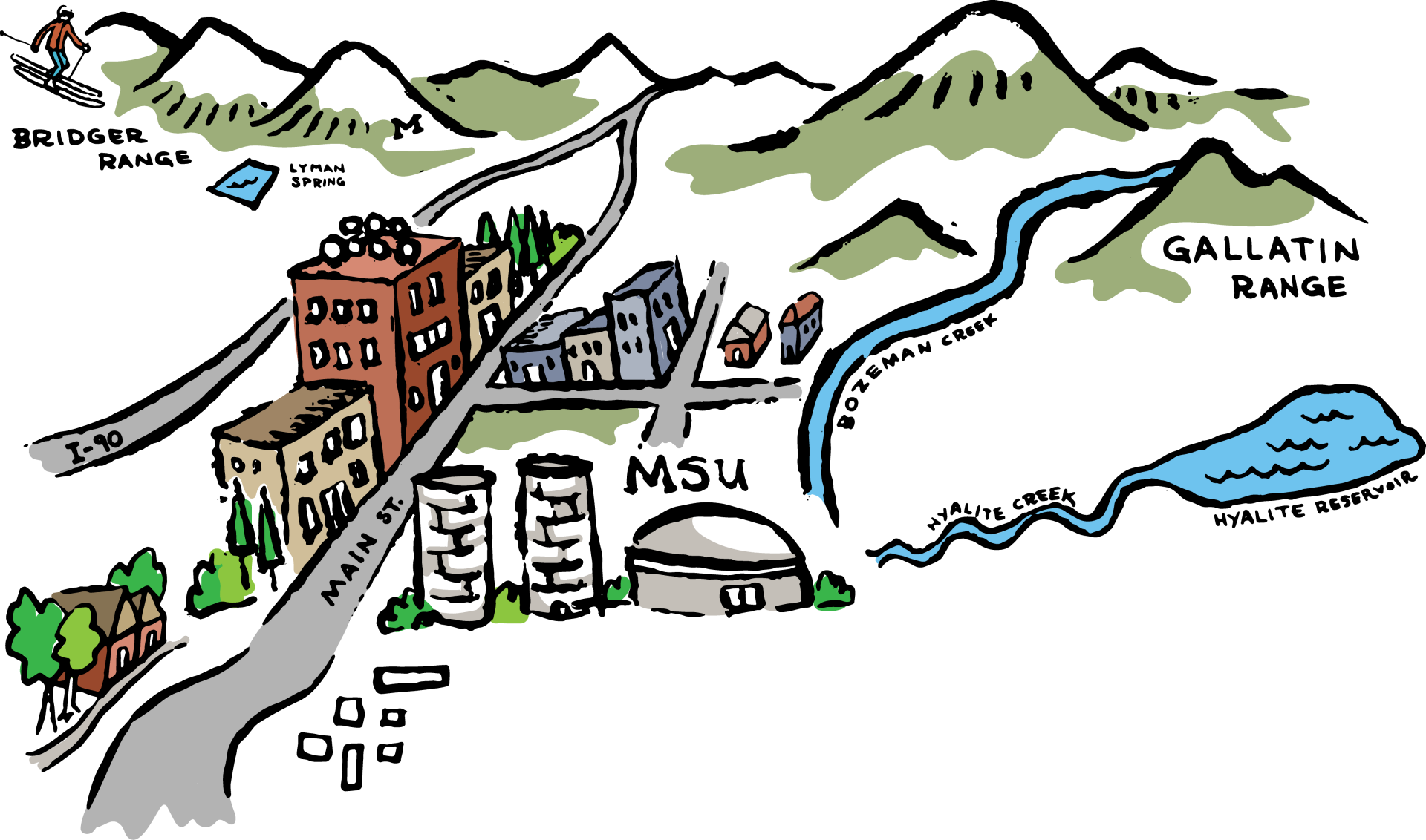 A decorative image illustrating that the City is surrounded by mountainous watersheds