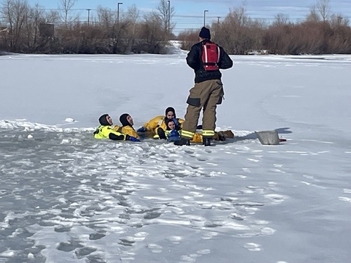 Instructor and Recruit in ice training 